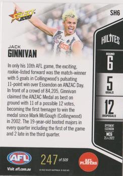 2022 Select AFL Hilites #SH6 Jack Ginnivan Back